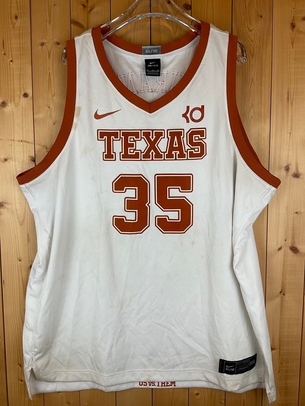 Nike University of Texas Kevin Durant #35 Jersey, White/Burnt Orange- Size 2XL